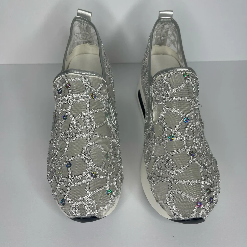 Silver Sequins Slip-On Shoes